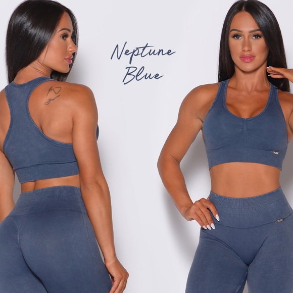 Bombshell Sportswear Marled Mineral Seamless Sports Bra NEW M Neptune - Picture 2 of 6